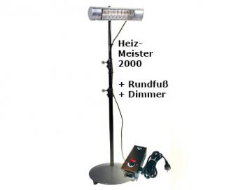 HeizMeister 2000 IP 65 mit Dimmer und Rundfuß Stativ